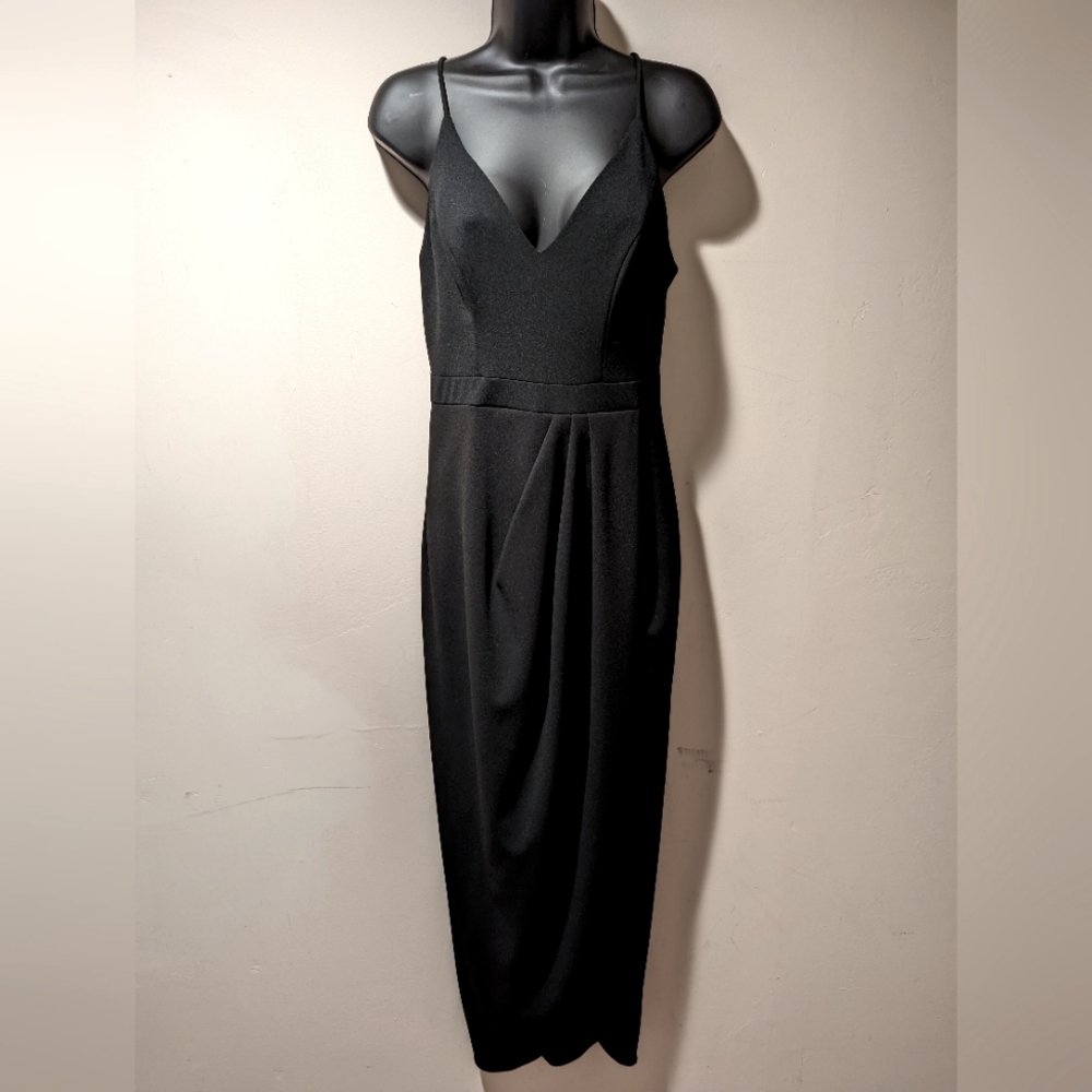 Black bhldn cocktail dress wedding guest size 4